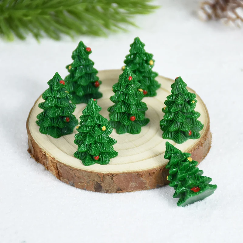 

10Pcs Mini Resin Christmas Tree Micro Landscape Ornaments Kid Toy Xmas Gifts DIY Crafts Miniatures for Fish Tank Accessories