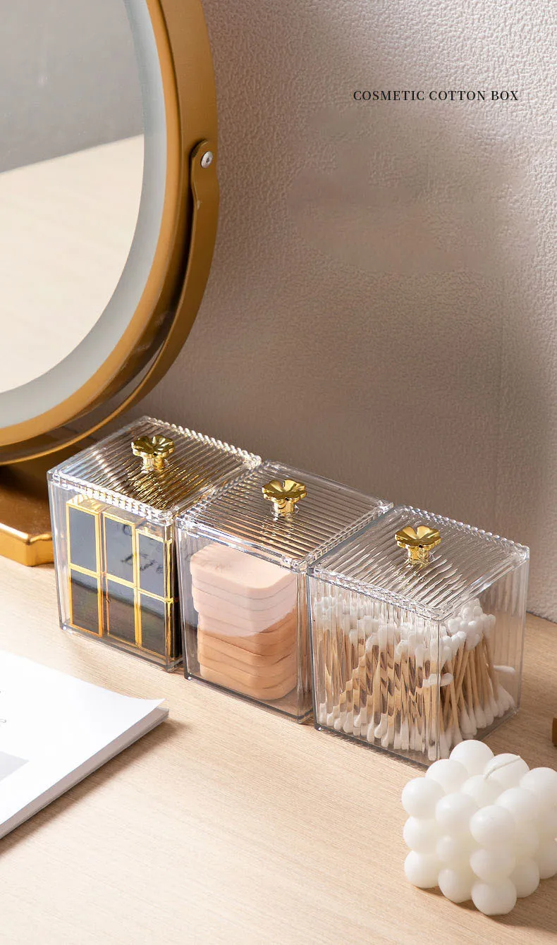 Transparent Cosmetic Jewelry Remover Pads Container, Makeup Cotton Pads, Organizing