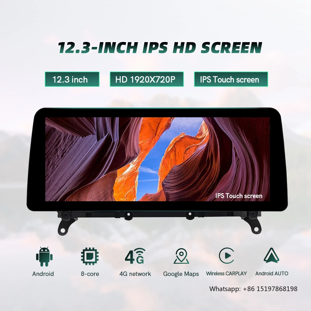12.3인치 안드로이드 13 스크린 오토 카플레이 BMW X3 F25 X4 F26 멀티미디어 헤드 유닛 오리지널 내비게이션 업그레이드 디스플레이