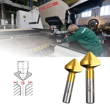 

UCHEER Titanium chamfer bitssingle/3edge plated 90degree straight shank Stainless steel Round hole trimming machine Countersink