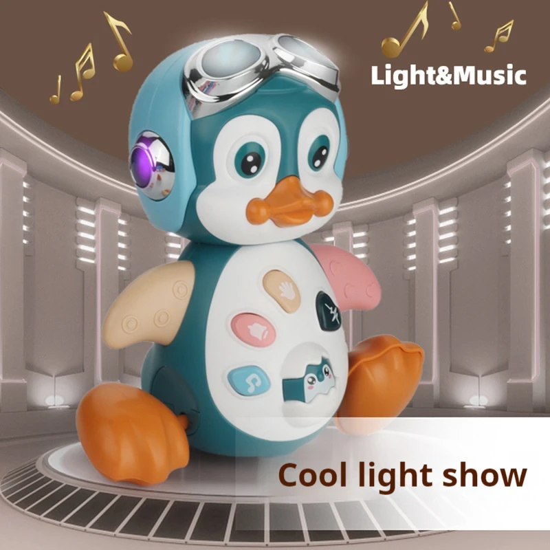 Musical penguin toy Musical Penguin Baby Crawling Toys Infant Moving Walking Dancing Toys with Light Toddler Interactive Development Tummy Time Gift