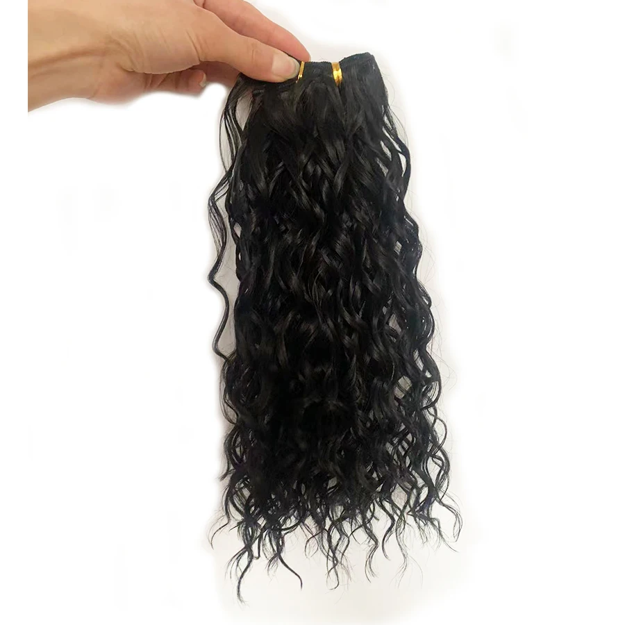 TOMO Short Water Wave Hair Bundles Synthetic Hair Extensions Black Curly Weave Bundles 3Pcs/Pack 10 12 14Inch