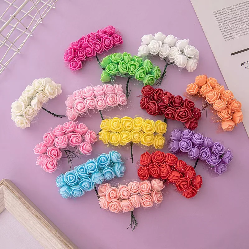 144Pcs Artificial Flowers Foam Multicolor Wedding Home Decor Scrapbooking Craft Wreath Accessorie Little Roses