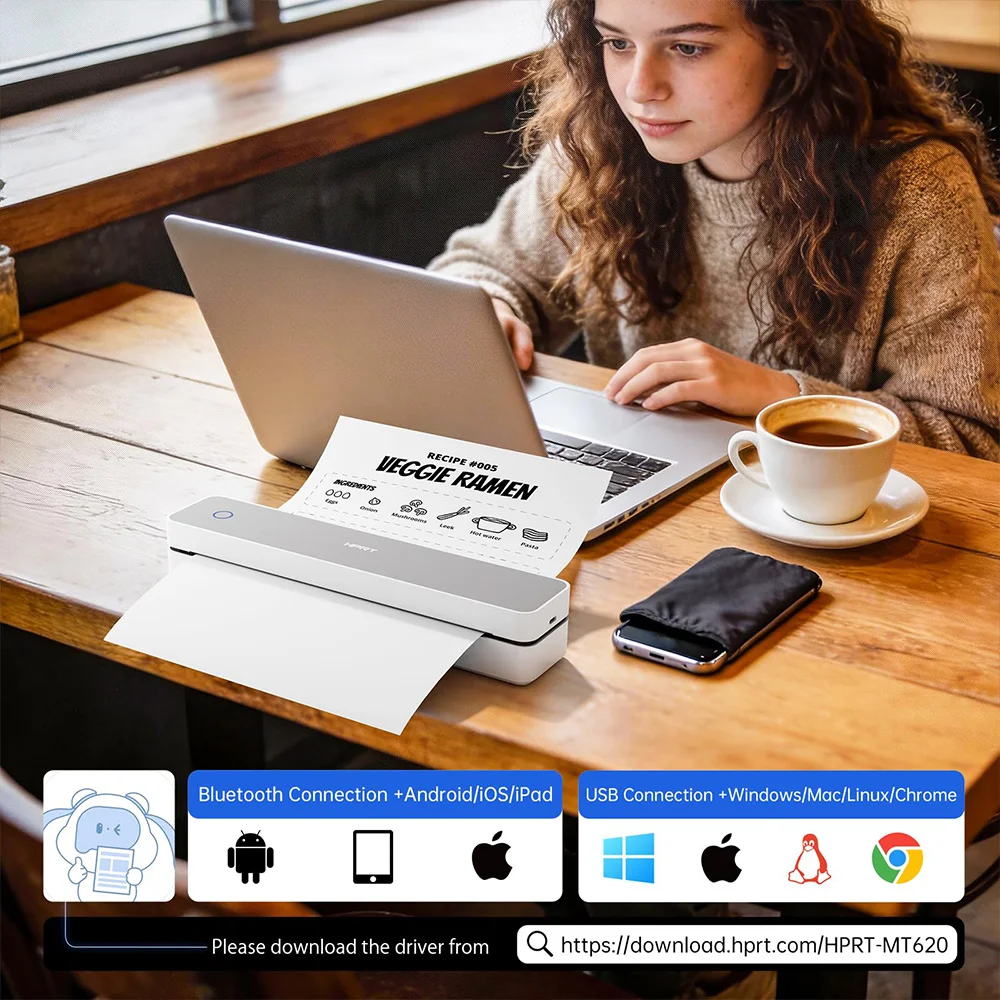 HPRT A4 Thermal Portable Printer 200dpi/300dpi Bluetooth Wireless Printer Mobile PDF Document Printing Machine For Travel Office - 3