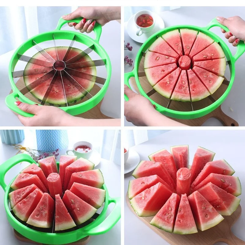 Stainless Steel Watermelon Slicer Fruit Divider 2 In 1 Portable Watermelon Dicer Fruit Pulp Digger Double Ended Fork