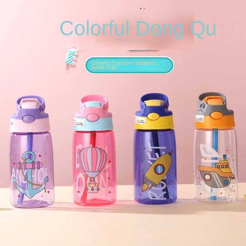 400ml Kids Water Sippy Cup With Straw Cartoon Leakproof Bottles Outdoor  Portable