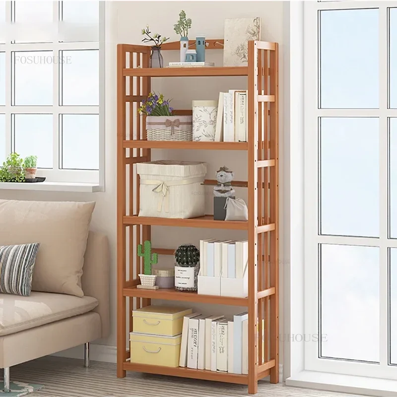 Bamboo Simple Bookcases Multi-layer Storage Bookshelf Modern Living Room Furniture Home Book Organizer Rack Desk Display Stand Y