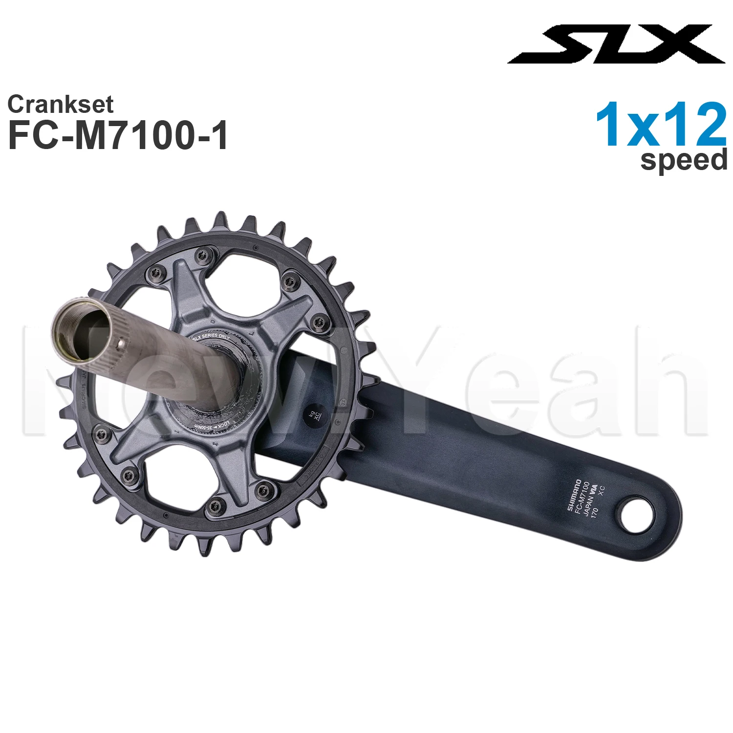 Shimano-Hollowtech ii-クランクセット,1x12V,FC-M7100 mm,1x12