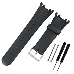 Durable Rubber Strap for Men's Outdoor Sports Watch with Buckle and Screw Tool (Black S)