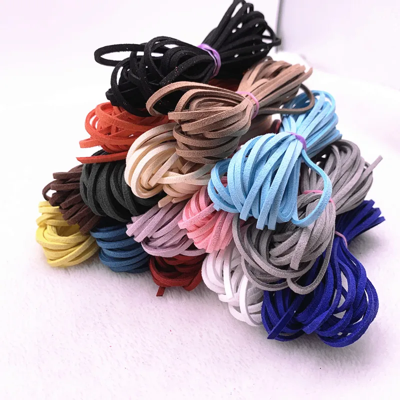 5yards/lot 3mm Flat Faux Suede Braided Cord Korean Velvet Leather Handmade Beading Bracelet Jewelry Making Thread Rope faux suede cord