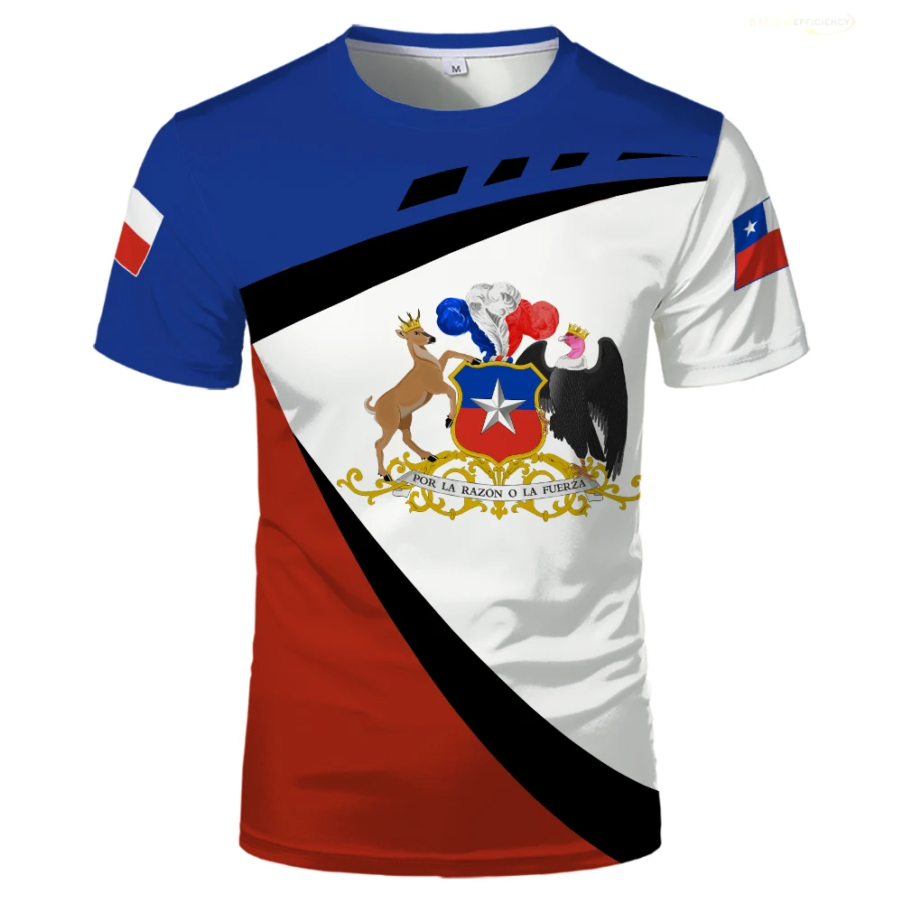 Chile Abzeichen 3d gedruckt Männer T-Shirt Mode chilenische Flagge Grafik Frauen T-Shirt lässig übergroße O-Ausschnitt Harajuku Kinder Jungen Tops T-Shirt – Detail 4