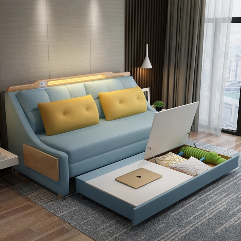 

Multifunctional Dual-Use Storage Double Small Apartment Study Folding Bed Solid Wood