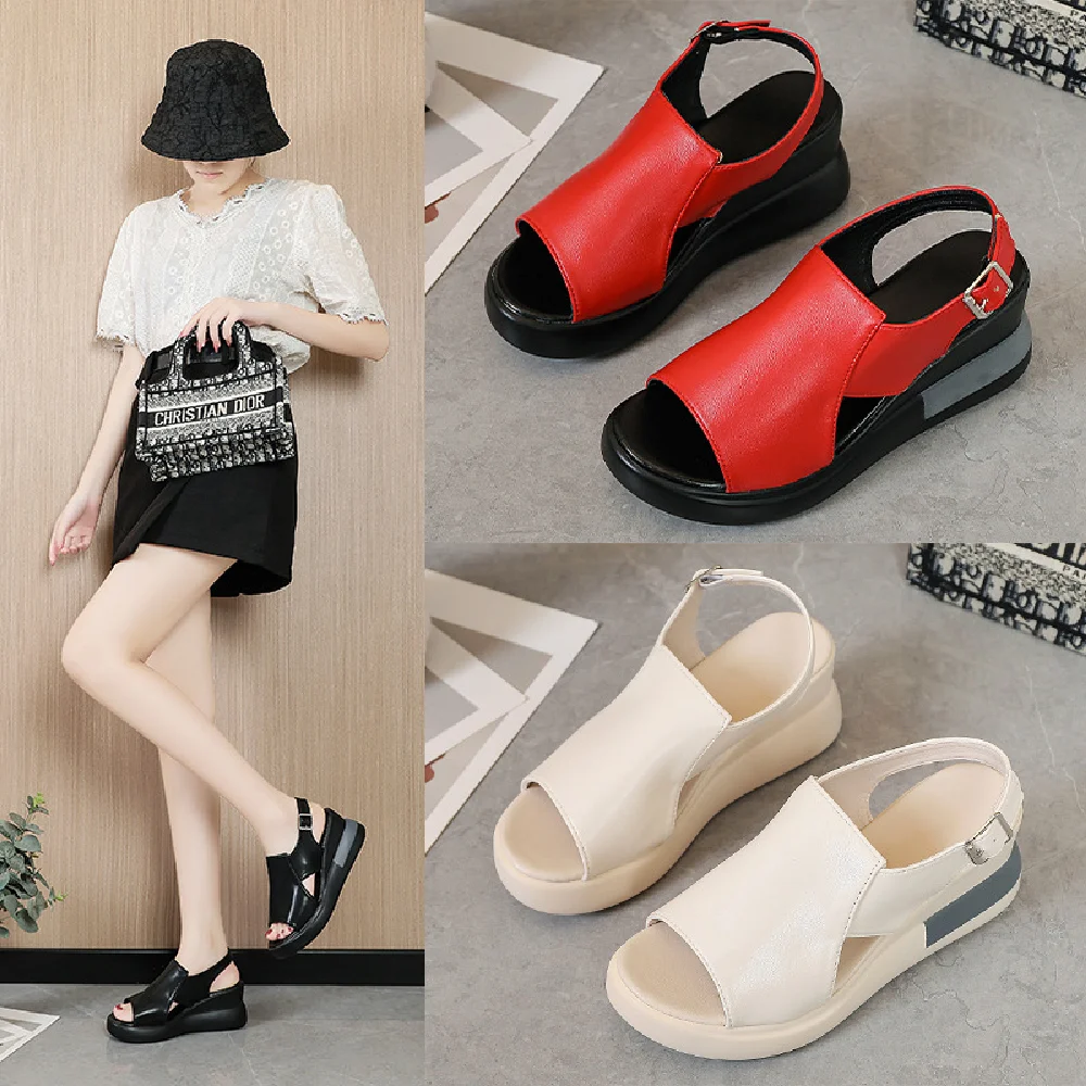 

Platform Wedge Sandals For Women After Summer Wearing Empty One Line Flip-flops With High Heels For Women