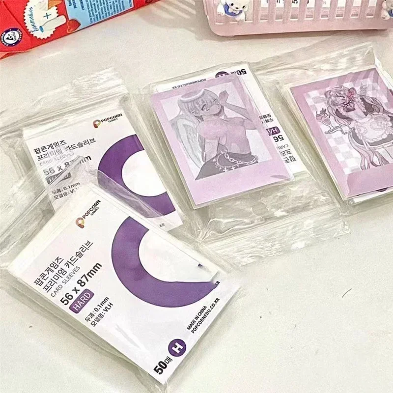 Photo Card Holder 50pcs Korea Card Sleeves Clear Acid Free CPP HARD Binfer Photocard Holographic Protector Film Album Binder Photo Popcorn Card
