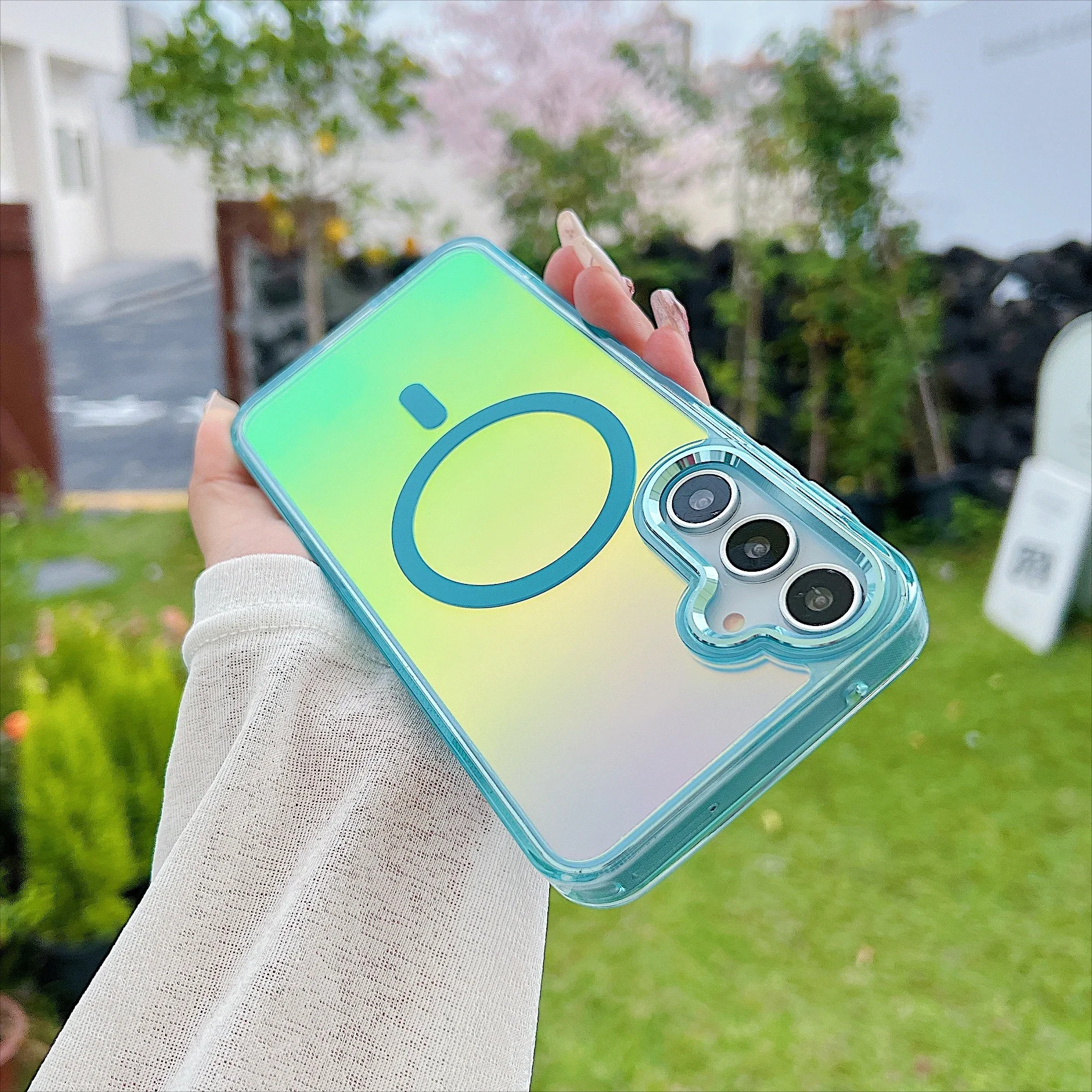 Fashion Laser Gradient Shockproof Magnetic Phone Case with Magsafe Cover