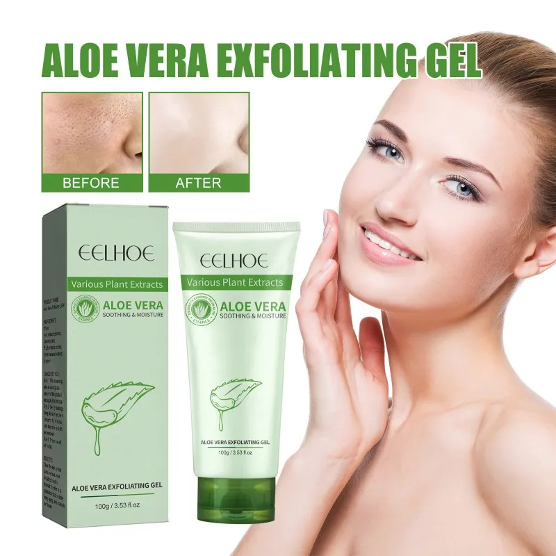 100g Quick Cleansing Facial Exfoliating Aloe Vera Gel Deeply Moisturizes The Skin Removes Blackheads Scrub Whitening Skin Cream gentle exfoliating softener removes nails dead skin and calluses foot mask pedicure and dry heel softener