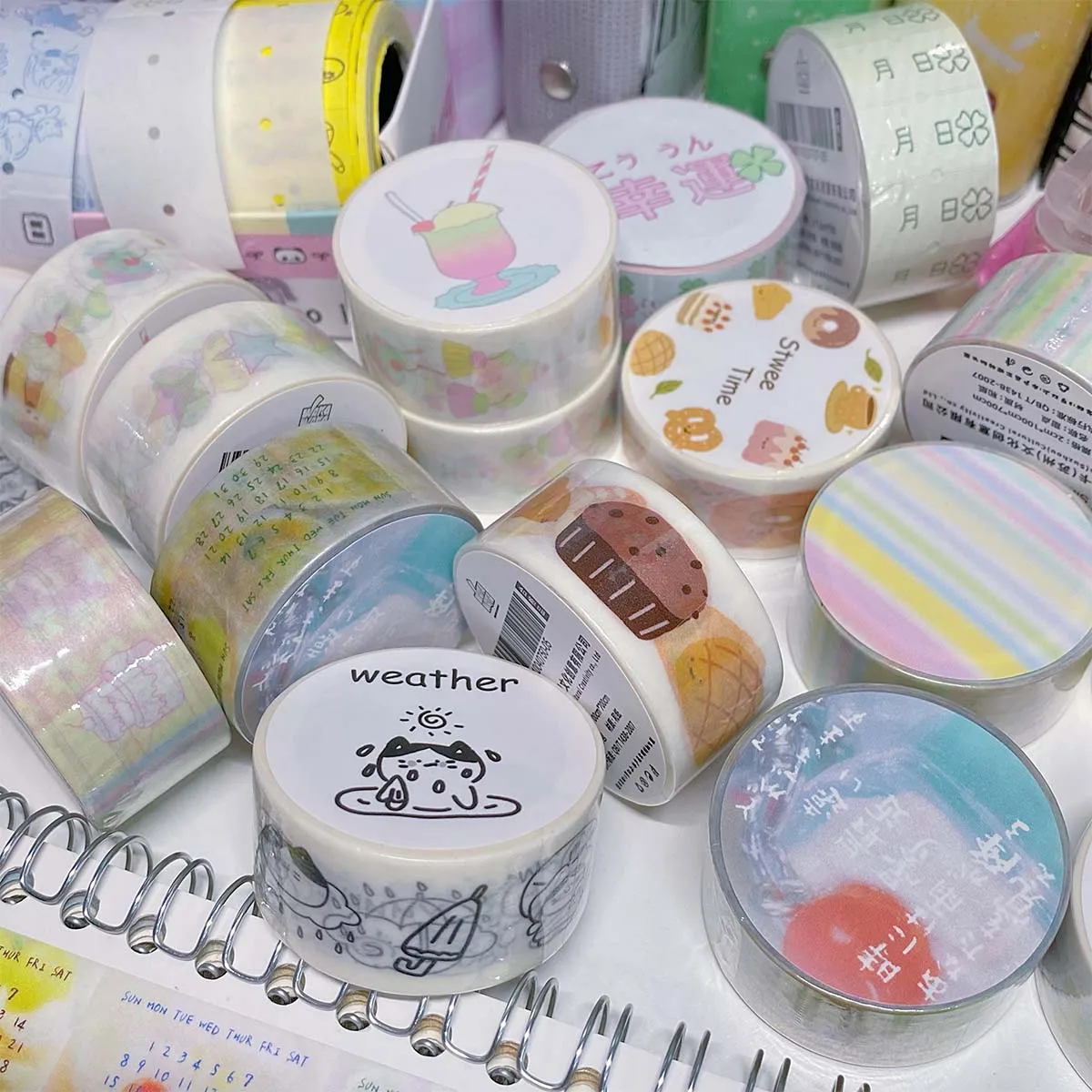 Scrapbooking Materials Washi Tape Dessert Food Deco Masking Tapes Calendar Stickers Diy Arts Crafts Album Journal Planner 6