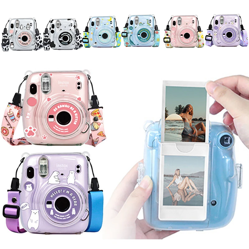 Verstrooien tafel Kwalificatie For Instax Mini 11 Camera Case Clear Silicone Protective Cover Bag for  Fujifilm Film Camera Bag Sticker Kits with Shoulder Strap| | - AliExpress