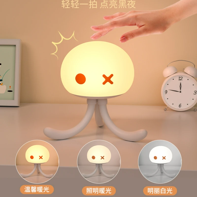 

Mom Must Have Jellyfish Slapping Induction Night Light Mobile Phone Holder Desk Lamp Figure Collect Boy Toys Figure