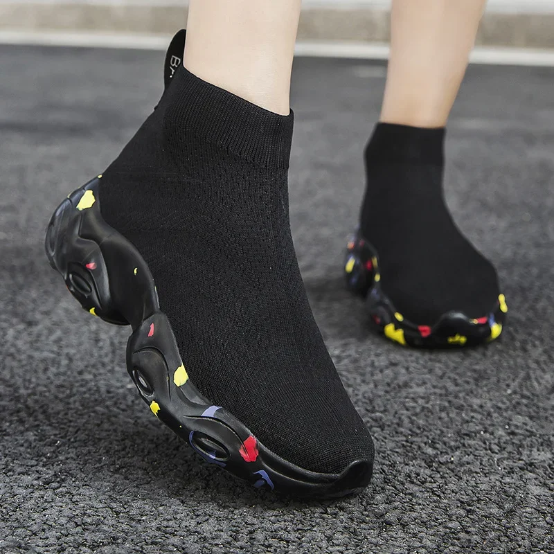 Men Women's Socks Boots High Top Casual Sneakers for Unisex Platform Shoes  Mesh Breathable Walking Shoes Tennis Sport  Sneakers 4