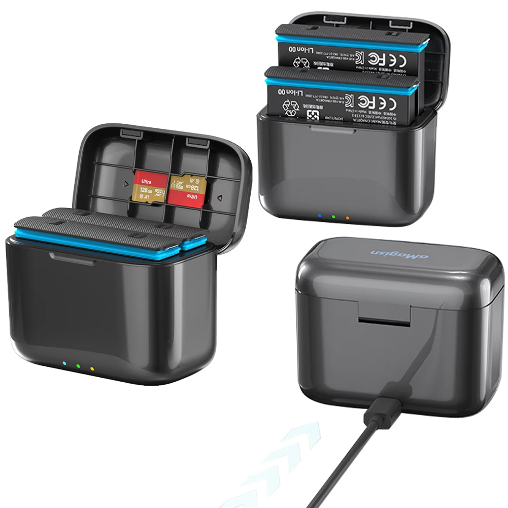 듀얼 배터리 고속 충전 허브, USB C 타입 케이블 충전 케이스, Insta360 X4 스포츠 카메라 배터리용