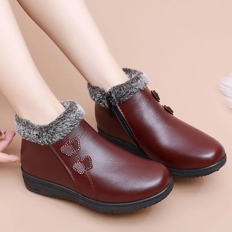 Winter Mom Cotton Boots 2023 New Arrival Ladies Warm Plush Shoes Short Boots Women Cozy Velvet Shoes Black Women's Ankle Boots