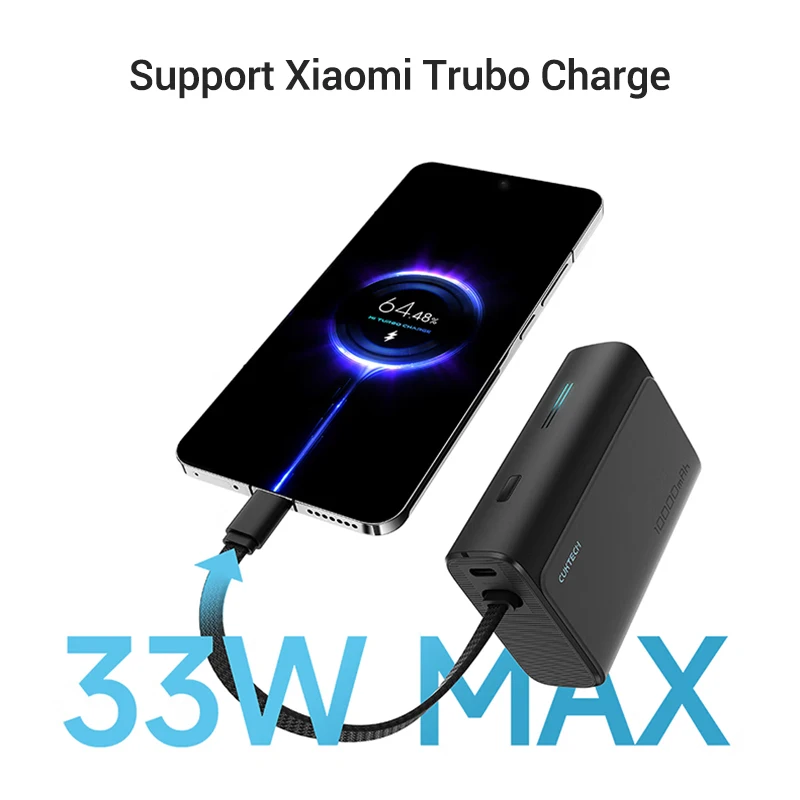 CUKTECH Power Bank 10000 33W MAX Output Built-in Cable PD PPS UFCS Fast Charging For iPhone 16 Xiaomi 15 Samsung 6