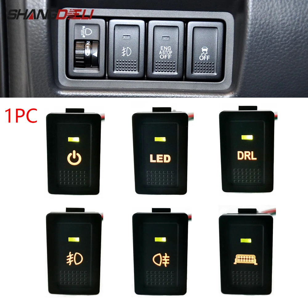 Auto LED DRL Power On Off Vorne Hinten Nebel Lampe Scheinwerfer Schalter Taste Für Suzuki SX4 Swift Grand Vitara 2006-2012