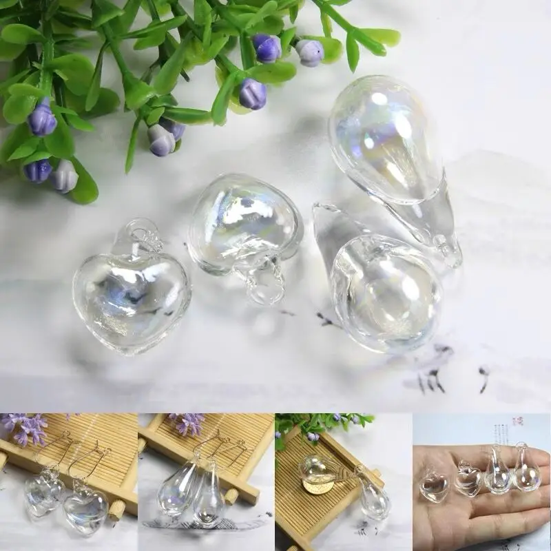 10pcs Rainbow With Liquid Glass Bubble Dangle Earrings For Women Original Hand Blown Glass Ball Asymmetric Drop Earrings Gifts