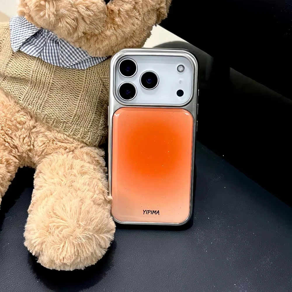 Gradient Color Glossy Pattern Electroplated Resin Phone Case Back Cover