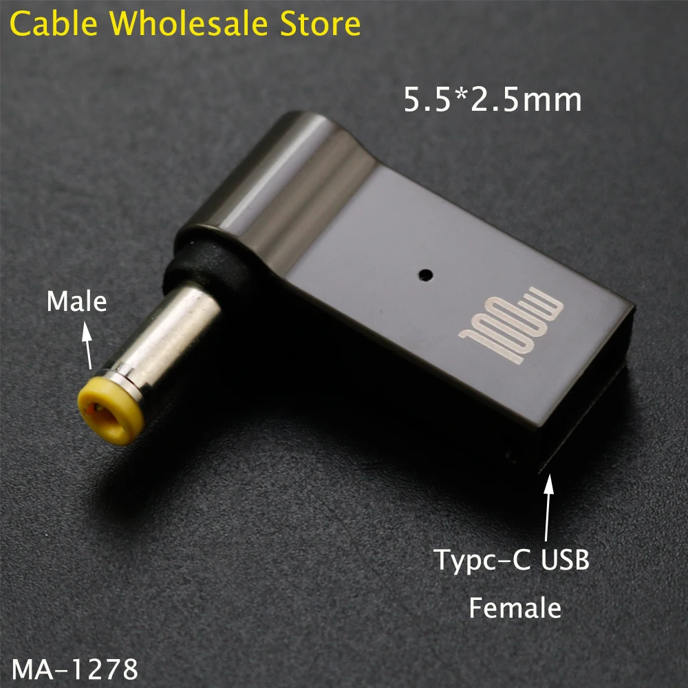 100W USB-C to DC Power Adapter Converter for Universal Laptop Charging