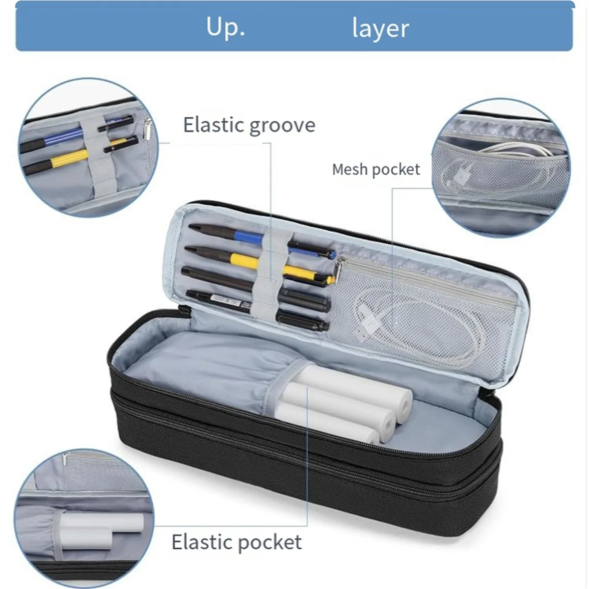 A04R-Portable Printer Case for Phomemo M08F, Itari M832, JADENS, Aixiqee, MUNBYN Double-Layers Mobile Printer Storage Bag