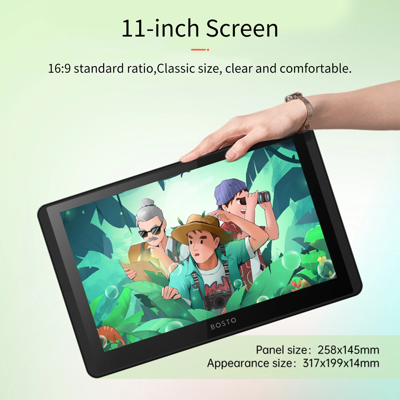 BOSTO 12HD-A H-IPS LCD 그래픽 그리기 태블릿 모니터 11.6 인치 크기 1366x768 디스플레이 8192 압력 레벨 수동 기술