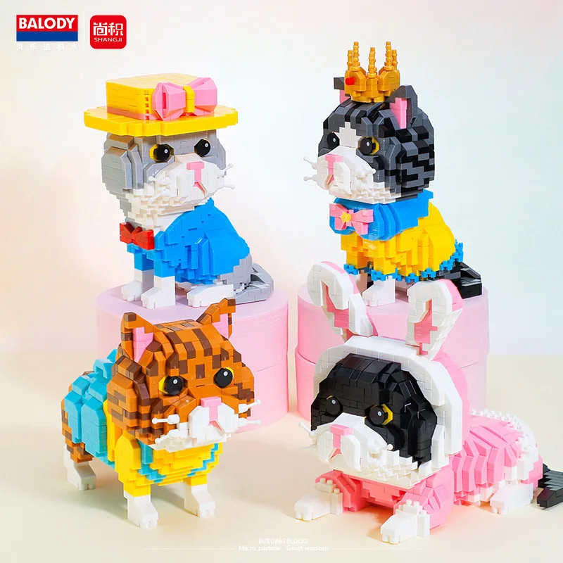 New Balody Mini Blocks Toys Animal Cute Cat Diamond Bricks Regali Divertenti Compleanno Ragazze Presenti Pet Shop 18404