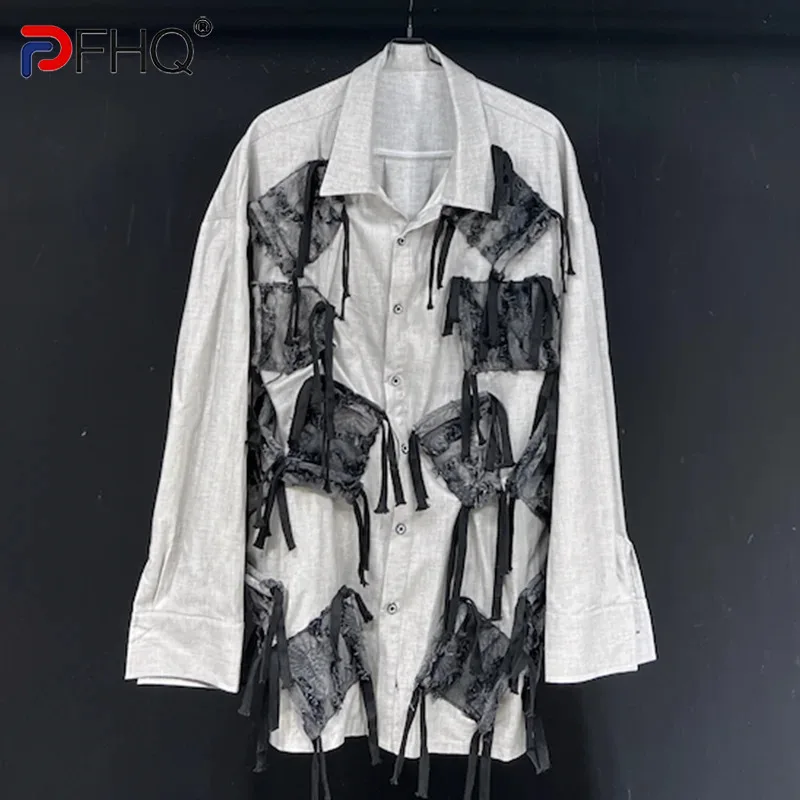 

PFHQ Men's Three-dimensional Cut Long Sleeved Shirts Summer Personality Versatile Linen Multi-pocket Handsome Tops Male 21Z4837