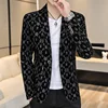 Blazer New Men's Fashion Corduroy Business Gentleman Slim Letter English Style Outdoor Performance Wedding Banquet Casual Blazer 5