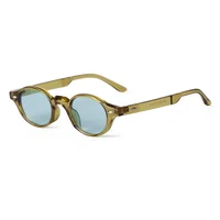 Rétro petites lunettes De soleil ovales femmes marque Design Rivet bleu coquille De tortue lunettes De soleil en plein air hommes nuances femme UV Oculos De Sol 2