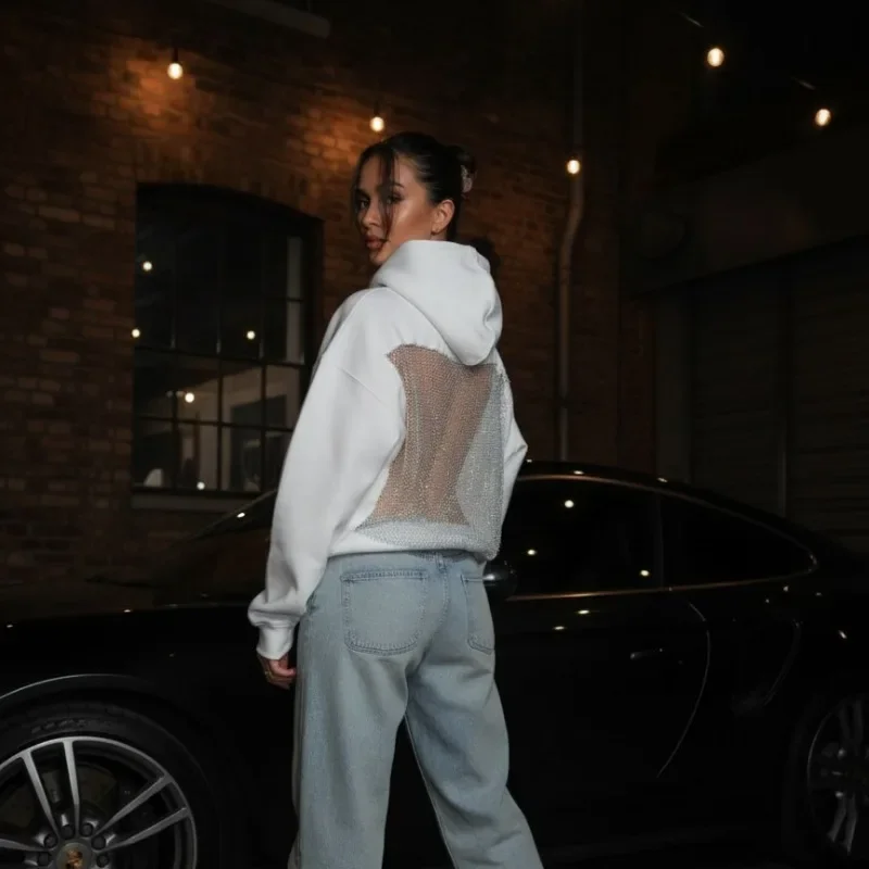 Women Transparent Long Sleeve Hoodie