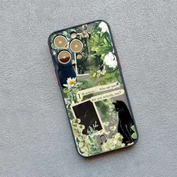 Vintage Black Cat and White Kitten Illustration Phone Case - Cute Cartoon Design - iPhone 12 Mini (Black HMCH 1)