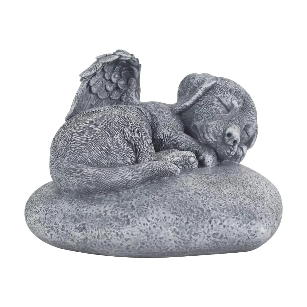 Dog statue memorial stones grave markers sleeping puppy heart-shaped stone gift for loss of dog