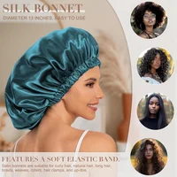 Bonnet en Satin Bonnet en soie Bonnet de cheveux Bonnet de couchage ample Bonnet de sommeil en Satin Bonnet de nuit Bonnets pour cheveux bouclés naturels pour femmes 3