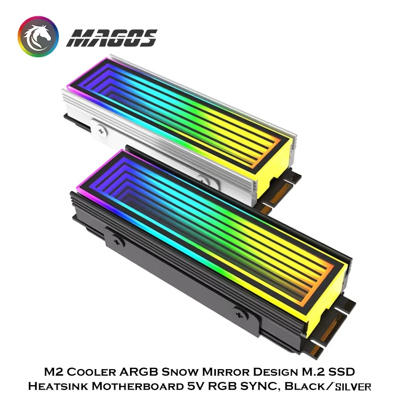 M.2 RGB 쿨러 스노우 인피니트 미러 디자인 M2 2280 SSD 히트싱크 nvme 아머 메인보드 5V RGB SYNC, 블랙/실버