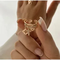 2024 Nwe Stainless Steel 18 K Gold Plated Sun Rings for Women Natural Stone Inlaid in Hollow Metal Texture Ring Trendy Jewelry