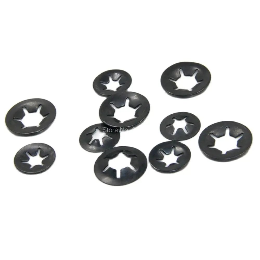 

M3 M4 M5 M6 M8 M10 M12 Black Oxide Mn65 Steel Star Lock Push On Fixes Clip Starlock Washer For Shaft 1000pcs/Lot