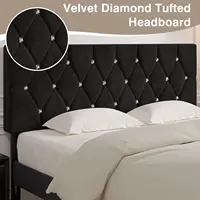 Queen Size Tufted Upholstered Headboard, Adjustable Height 39.8" to 49.8", Diamond Button Design, Easy Assembly in Classic Black 3