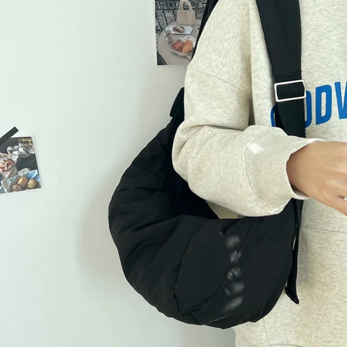 패션 호보 가방 대용량 크로스바디 만두 다운 코튼 캐주얼 심플 다목적 숄더백 여성용, 크로스바디 가방 4