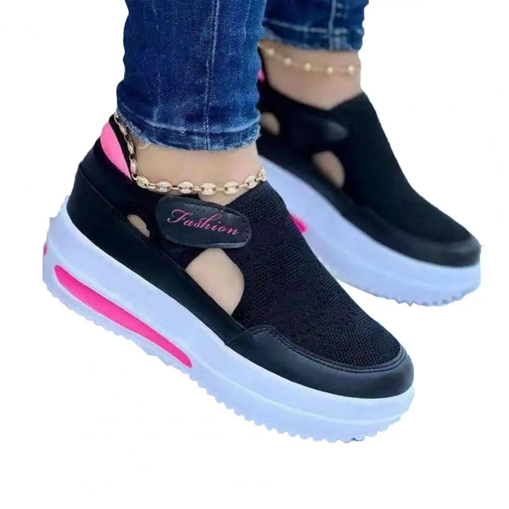 1 Pair Wearable Platform Shoes Heightened Comfortable Wedge Sandals Ladies Casual Flat Summer Sandals