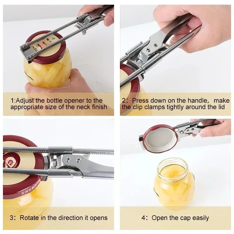 Can Opener 1pcs Wine Opener Non-slip Stainless Steel Adjustable Bottle Kitchen Accessories