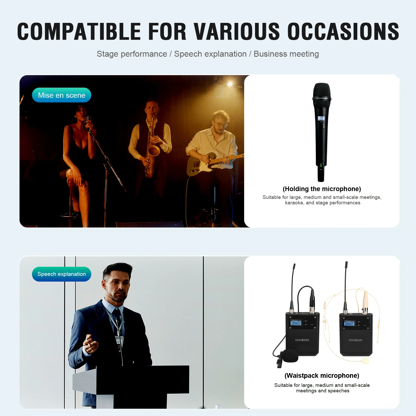 Gooermi DP Series UHF نظام الميكروفون اللاسلكي 2/4...