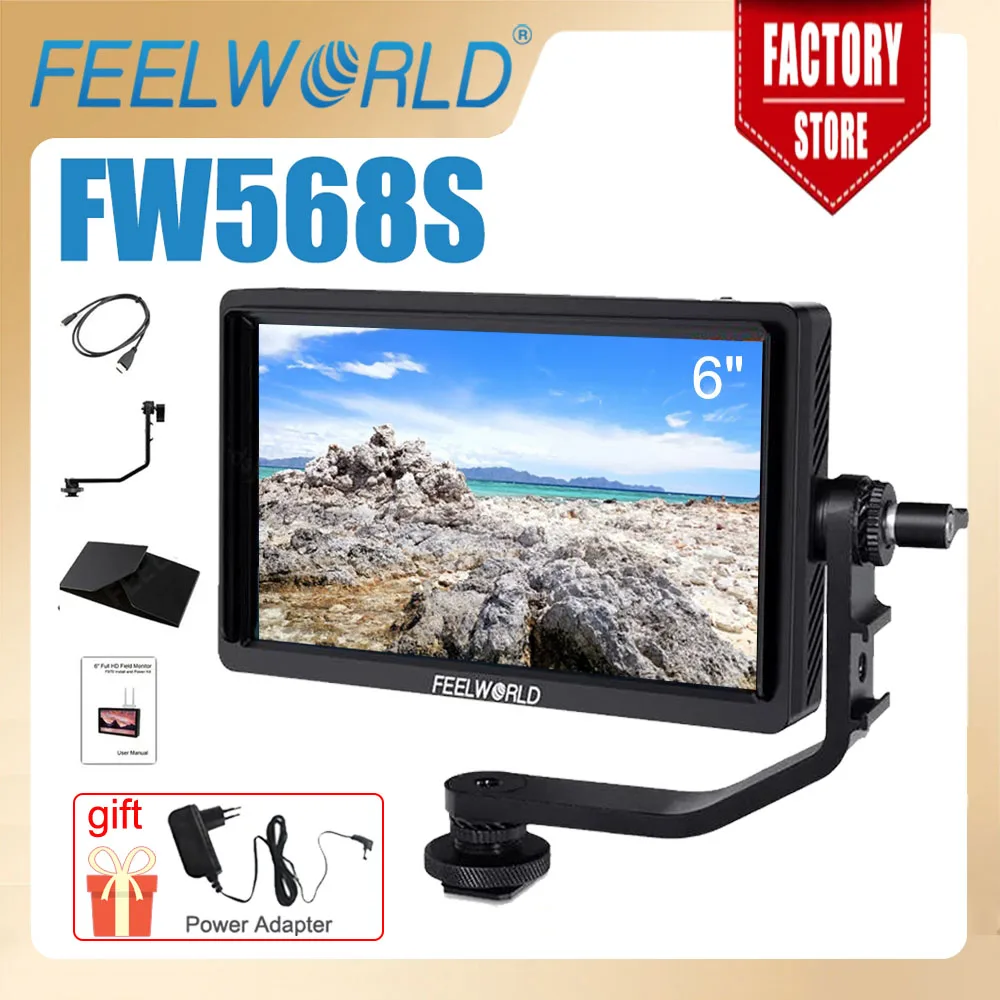 6 Inch On Camera Video Monitor FW568S IPS 1920X1080 3G-SDI 4K HDMI Input OUtput F970 External Power and Install Kit portable monitor dslr field monitor